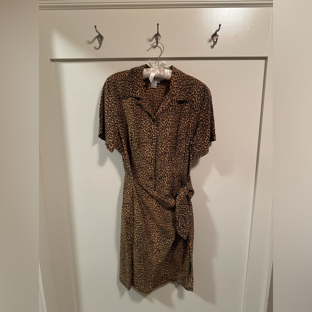 Silk Leopard Print Wrap Dress